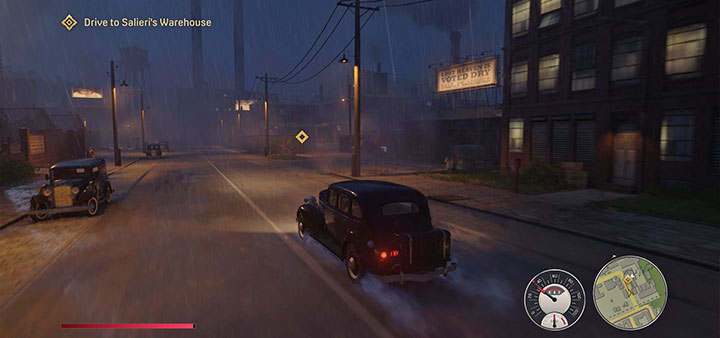 After the mission begins, go to the back room and leave the bar to talk to Frank - Mafia Definitive Edition: A Trip to the Country - walkthrough - Walkthrough - Mafia Definitive Edition Guide, Walkthrough