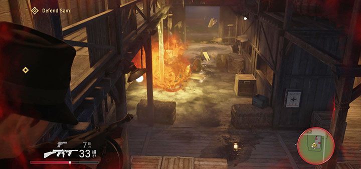You have to defend yourself on the floor of the barn near the helpless Sam - Mafia Definitive Edition: A Trip to the Country - walkthrough - Walkthrough - Mafia Definitive Edition Guide, Walkthrough