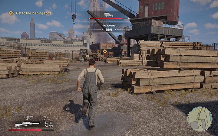 After disposing of the first group of gangsters, you must reach the loading zone within the time limit - Mafia Definitive Edition: Dock Block - walkthrough - Free raid - Mafia Definitive Edition Guide, Walkthrough