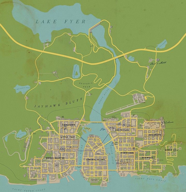 The main neighborhoods of the city of Lost Heaven are the following - Mafia 1 Remake: World map - Basics - Mafia 1 Remake Guide, Walkthrough
