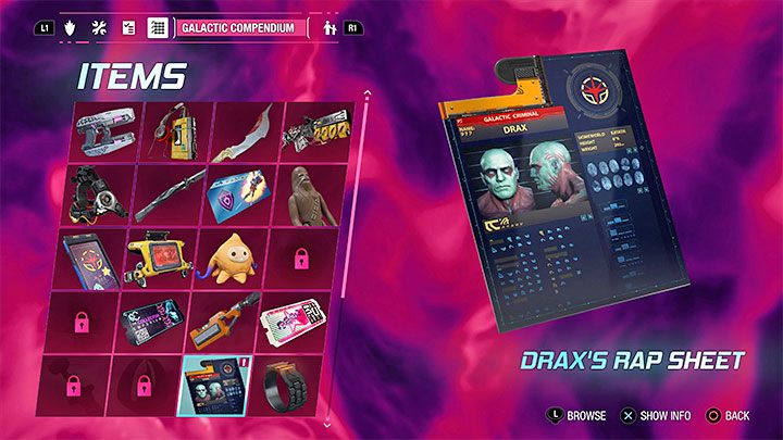 Galactic Compendium ist ein Spieleatlas/Kodex für Guardians zu Sammlerstücken und anderen einzigartigen Gegenständen – Guardians of the Galaxy: Alle Geheimnisse – Liste – Secrets & Collectibles – Guardians of the Galaxy Guide