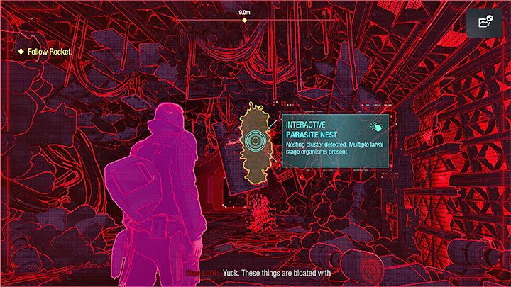 You'll reach the barricade and learn about the possibility of destroying parasites - you'll be using your blasters to do so, this ability will come in handy later on to find collectibles, loot or secret passageways - Guardians of the Galaxy: Prologue and Chapter 1 - walkthrough - Solucja - Guardians of the Galaxy Guide
