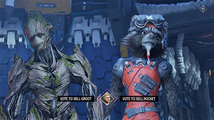 A meeting between the Guardians will trigger where they come up with a plan of tricking the Monster Queen by selling her one of the party members as a rare specimen - Guardians of the Galaxy: Chapter 3 - walkthrough - Walkthrough - Guardians of the Galaxy Guide