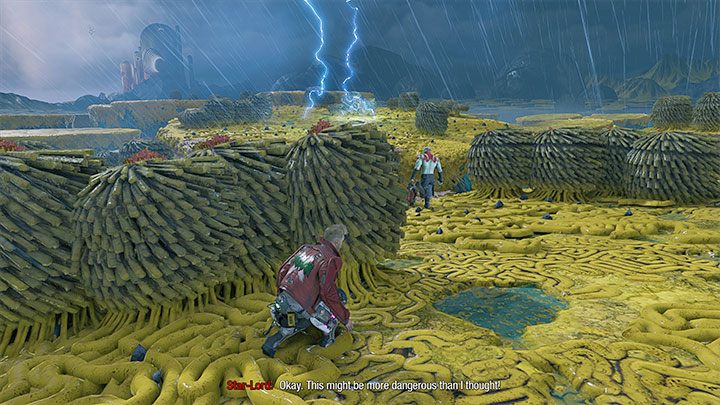 When starting the exploration of Seknarf Nine you'll have to go through some platforming challenges - remember to use your double jump to avoid falling - Guardians of the Galaxy: Chapter 3 - walkthrough - Walkthrough - Guardians of the Galaxy Guide