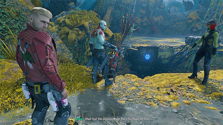 The linear path will lead you to the area shown on the picture, where a chasm is preventing you from progressing - Guardians of the Galaxy: Chapter 3 - walkthrough - Walkthrough - Guardians of the Galaxy Guide