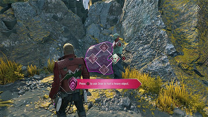 If you choose an alternate path you'll reach a wall with a crack in it - scan it, then scan a large boulder to the right (pictured above) - Guardians of the Galaxy: Chapter 3 - walkthrough - Walkthrough - Guardians of the Galaxy Guide