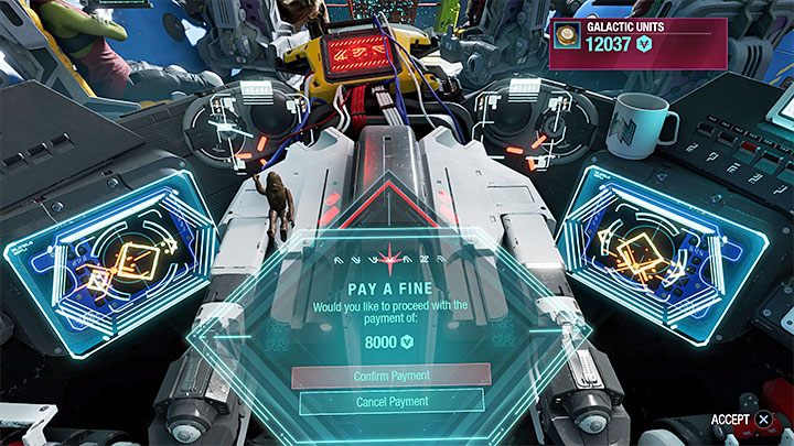 Only now do you have an opportunity of paying off the fine imposed by the Nova Corps in Chapter 2 - Guardians of the Galaxy: Chapter 9 - walkthrough - Walkthrough - Guardians of the Galaxy Guide