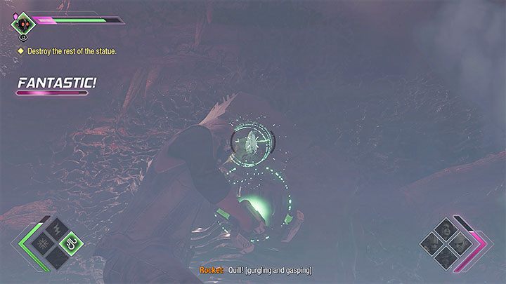 Wait for second explosion and turn quickly towards the badly damaged large face - Guardians of the Galaxy: Chapter 10 - walkthrough, solution - Walkthrough - Guardians of the Galaxy Guide
