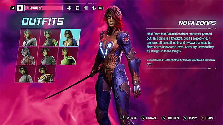 Dieses Outfit kann als Geheimnis in Kapitel 7 – Guardians of the Galaxy: Gamora – Outfits – Kostüme – Guardians of the Galaxy Guide gefunden werden