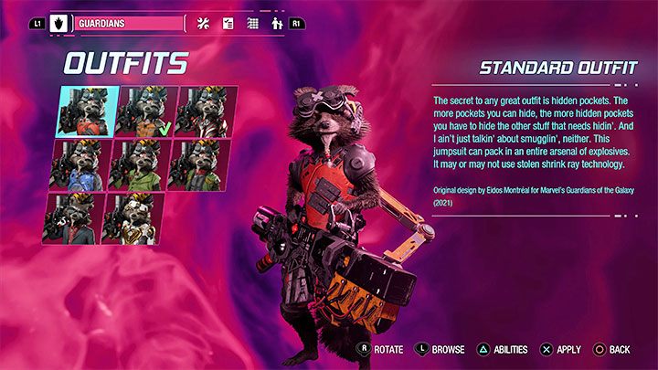 This is Rocket's default appearance in the game - Guardians of the Galaxy: Rocket - outfits - Costumes - Guardians of the Galaxy Guide