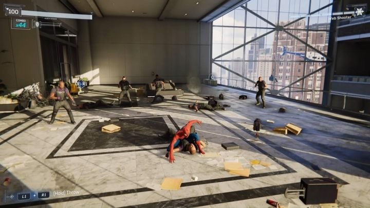 There are a lot of foes here, so remain vigilant and try to heal if necessary - The Main Event - Marvels Spider-Man Walkthrough - Main missions - Marvels Spider-Man Game Guide