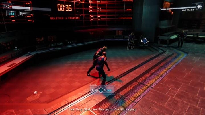 Jump down and you will reach a room with a timer that is counting down - The Main Event - Marvels Spider-Man Walkthrough - Main missions - Marvels Spider-Man Game Guide