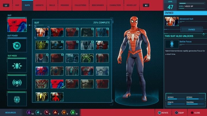 Crafting costs: You will craft this suit after few missions in the initial stages of the game - All Marvels Spider-Man in-game suits - Suits and Gadgets - Marvels Spider-Man Game Guide