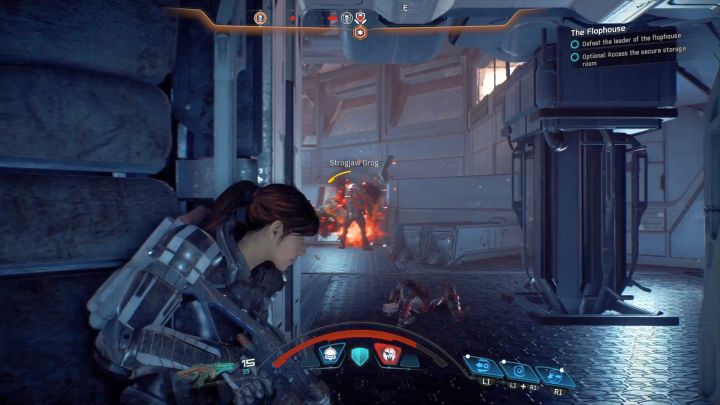Strogjaw Grog is the leader of the place and a mini-boss. - The Flophouse on Elaaden - Elaaden - Mass Effect: Andromeda Game Guide
