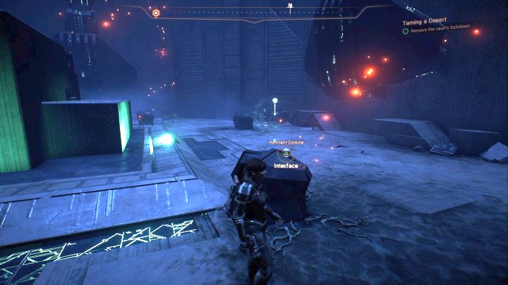 The correct console is the one without the hexagonal object next to it. - Taming a Desert on Elaaden - Elaaden - Mass Effect: Andromeda Game Guide