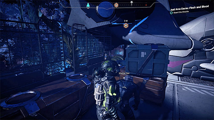 Talk to the shuttle pilot to begin the task - Jaal Ama Darav: Flesh and Blood (loyalty mission) | Allies and Relationships - Allies and Relationships quests - Mass Effect: Andromeda Game Guide