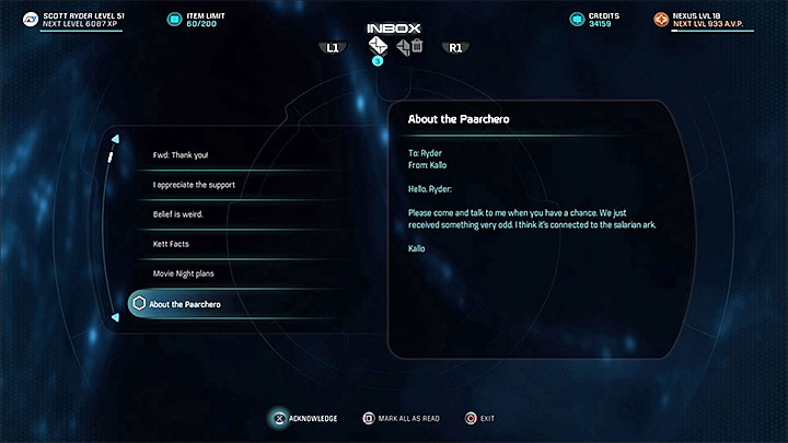 E-mail from Kallo - Truth and Trespass | Allies and Relationships - Allies and Relationships quests - Mass Effect: Andromeda Game Guide