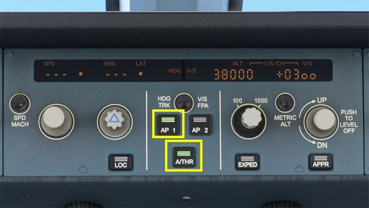 The most important button is AP 1 to activate the autopilot - Microsoft Flight Simulator: Autopilot in a passenger aircraft - Passenger aircraft - Microsoft Flight Simulator 2020 Guide
