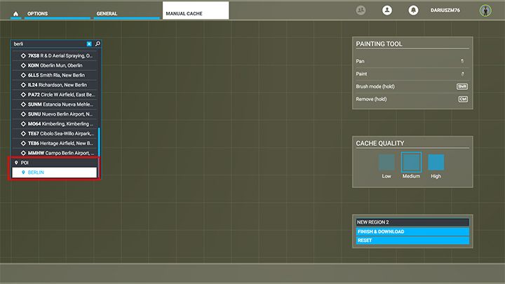 Use the mouse scroll and zoom in until a grid of squares appears on the map, and the Cache Quality notification panel will indicate the low quality - Microsoft Flight Simulator: Rolling Cache - Appendix - Microsoft Flight Simulator 2020 Guide