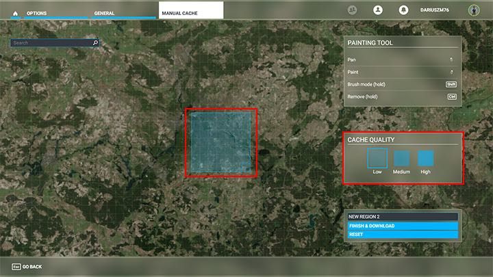 Gradually zoom in on the marked area until the grid squares are reduced and the quality jumps to average - Microsoft Flight Simulator: Rolling Cache - Appendix - Microsoft Flight Simulator 2020 Guide