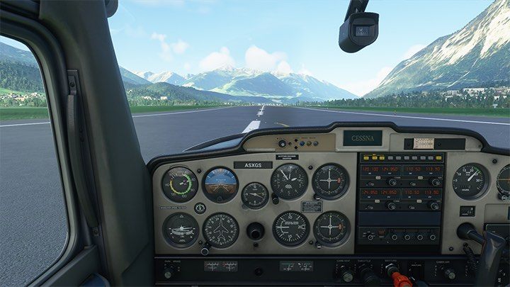 Befolgen Sie die Richtungssteuerung, um die Strecke gerade zu halten.  - Microsoft Flight Simulator: Take-off - Flugschule - Microsoft Flight Simulator 2020-Handbuch