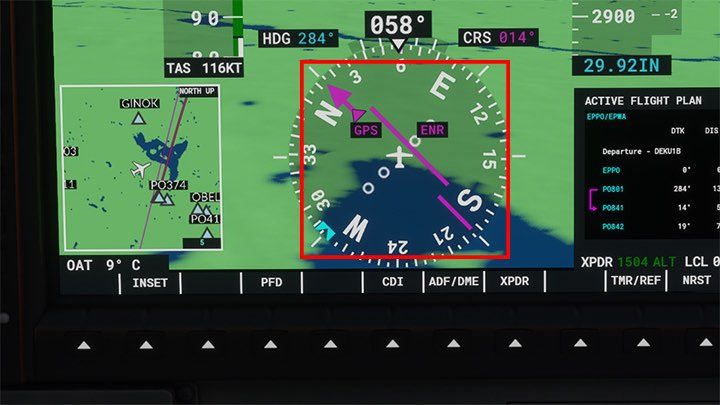 4 - in GPS/FMS mode, the aircraft will follow the pink route - Microsoft Flight Simulator: Autopilot - how to operate it? - Advanced Flying - Microsoft Flight Simulator 2020 Guide