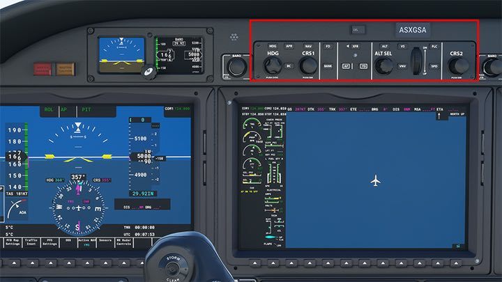 The flight plan and map are in turn controlled by a touch panel below the main displays - Microsoft Flight Simulator: Autopilot - how to operate it? - Advanced Flying - Microsoft Flight Simulator 2020 Guide