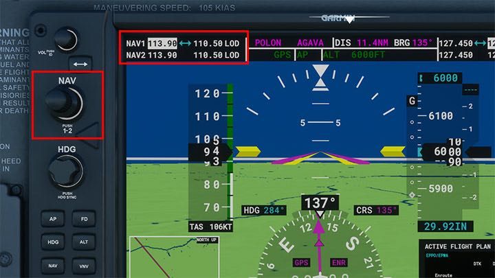 2 - Turn the knob to change the frequency to 109 - Microsoft Flight Simulator: ILS - automatic landing - Advanced Flying - Microsoft Flight Simulator 2020 Guide
