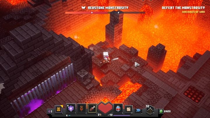 Zusätzliche Kuriosität – es gibt einen geheimen Ausgang aus der Arena – Komplettlösung für den Bosskampf in Minecraft Dungeons: Redstone Monstrosity – Bosse – Minecraft Dungeons Guide
