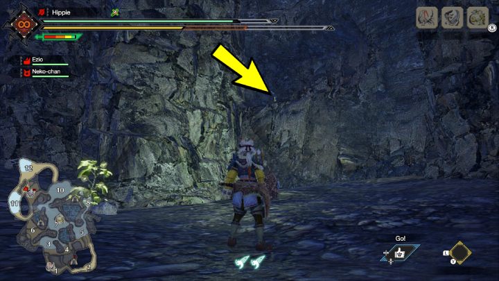 The seventh Old Message is located in a cave between areas 11 and 12 - Monster Hunter Rise: Old Messages - Frost Islands, collectibles, map - Frosty Islands - Monster Hunter Rise Guide