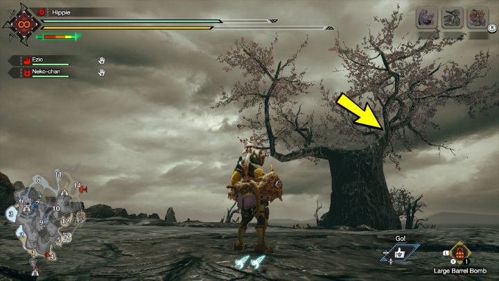 The second Old Message is on the tree, in area 4 - Monster Hunter Rise: Old Messages - Lava Caverns, collectibles, map - Lava Caves - Monster Hunter Rise Guide