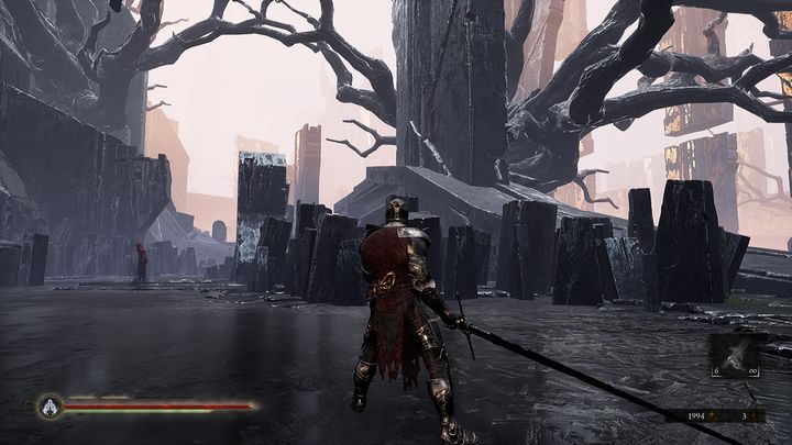 On the right side there are mushroom spawns, while on the left side you will encounter more opponents - Mortal Shell: Seat of Infinity walkthrough - Walkthrough - Mortal Shell Guide, Walkthrough