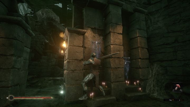 There you will find a table on which you can improve your weapons and the walls on which these weapons are hung - Mortal Shell: Fallgrim walkthrough - Walkthrough - Mortal Shell Guide, Walkthrough