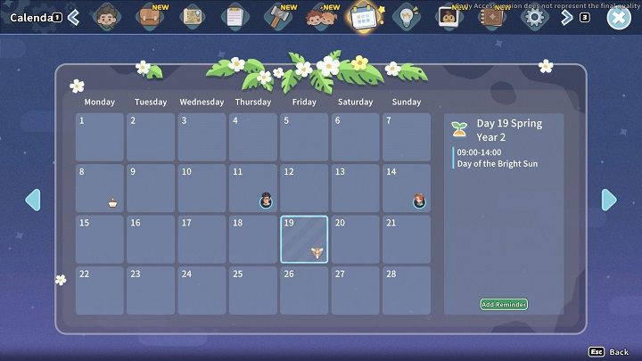 To begin with, years are divided into seasons - My Time at Sandrock: Calendar and Events - Basics - My Time at Sandrock Guide, Walkthrough