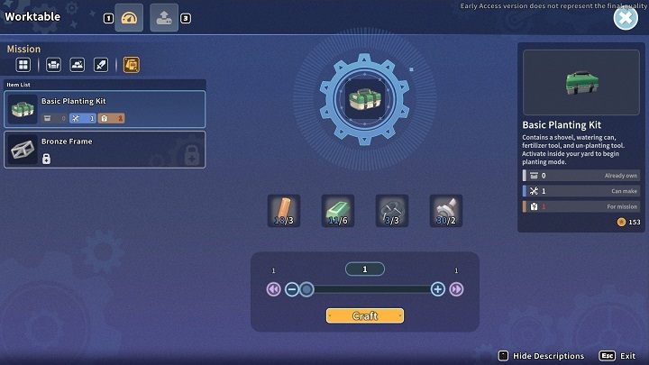 You will create the Basic Planting Kit using Worktable - My Time at Sandrock: The Grass is Greener - walkthrough - Main missions - My Time at Sandrock Guide, Walkthrough