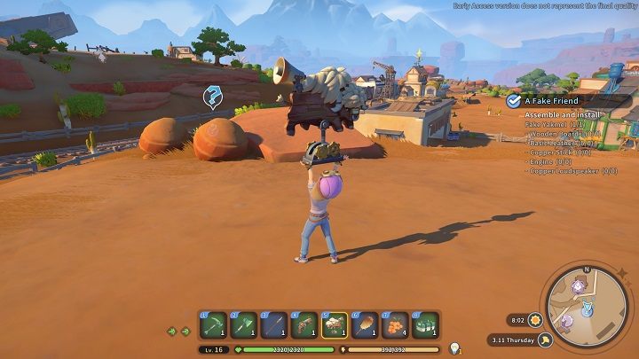 Install the Fake Yakmel on the hill by the stable - My Time at Sandrock: Fake Friend - walkthrough - Side missions - My Time at Sandrock Guide, Walkthrough