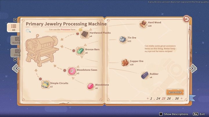 To build a Primary Jewelry Processing Machine, you need the following materials - My Time at Sandrock: Jewelry Machine - how to build one? - FAQ - My Time at Sandrock Guide, Walkthrough