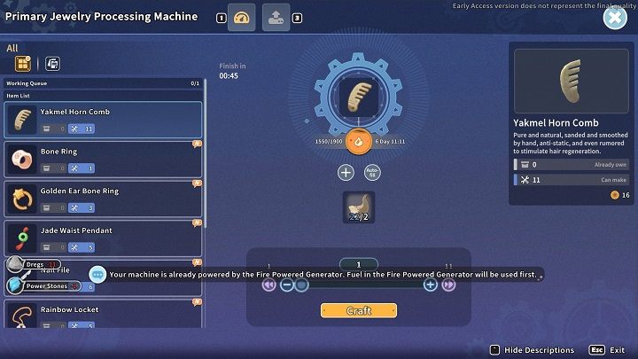 Interact with the machine to access the list of craftable items - My Time at Sandrock: Jewelry Machine - how to build one? - FAQ - My Time at Sandrock Guide, Walkthrough
