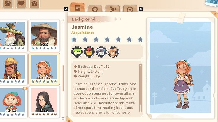 Despite her young age, Jasmine is a very mature and responsible girl - My Time at Sandrock: Characters and Romance - Basics - My Time at Sandrock Guide, Walkthrough