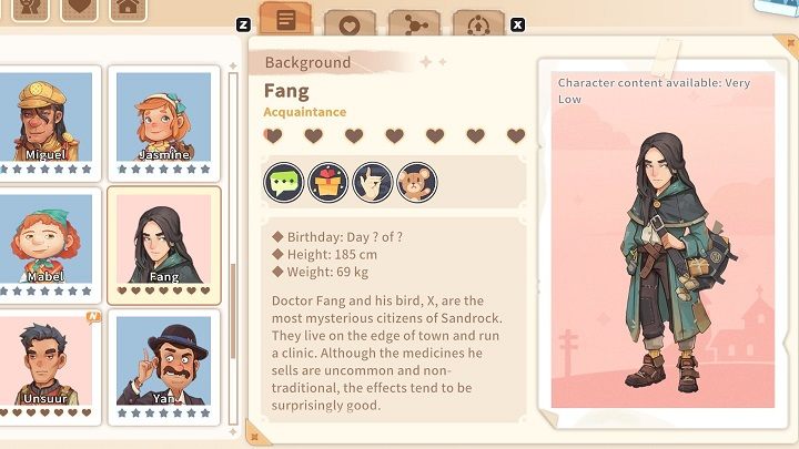 Fang doesn't like to talk much about himself - My Time at Sandrock: Characters and Romance - Basics - My Time at Sandrock Guide, Walkthrough