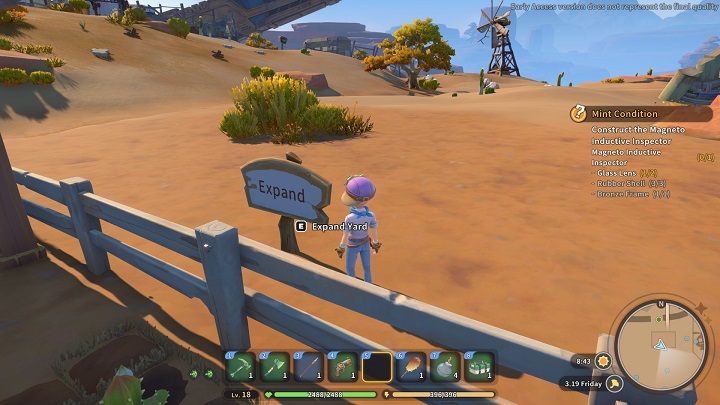 Right next to the workshop, just beyond the fence, you'll notice a white sign with the word "Expand" - My Time at Sandrock: Workshop - how to expand? - FAQ - My Time at Sandrock Guide, Walkthrough