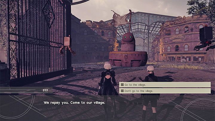 After the fight, examine one of the dead androids in the arena to determine that you can no longer help them - NieR Automata: Chapter 4 Route A - walkthrough - Route A - NieR Automata Guide