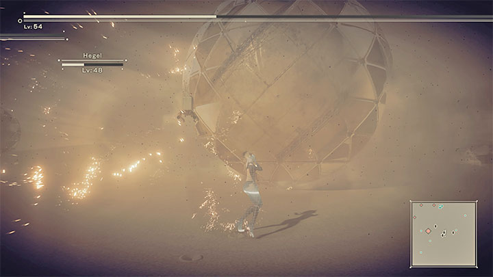Attacked spheres surround themselves with a protective shield after some time - an example of such a situation is shown in the picture above - NieR Automata: Chapter 12, A2 - Route C, D - walkthrough - Route C and D - NieR Automata Guide