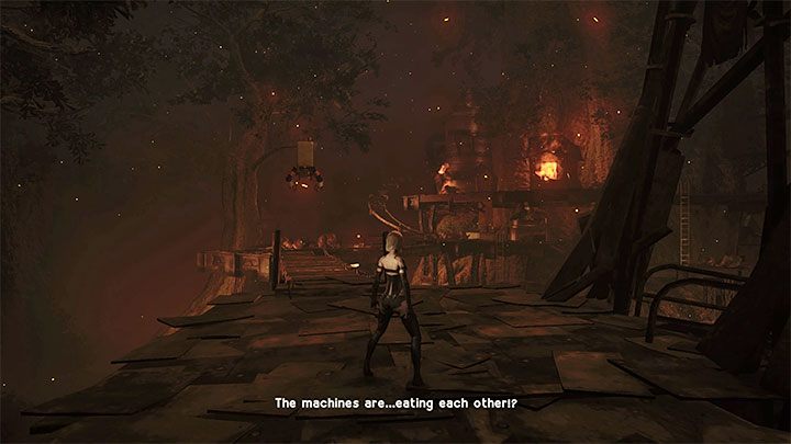 After you resume control of A2, you will receive a radio message from which you will learn that the machine village is in danger - Nier Automata: Chapter 14, A2 - Route C, D - walkthrough - Route C & D - NieR Automata Guide