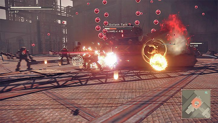 After a while, the Goliath Tank will join the battle - Nier Automata: Chapter 14, A2 - Route C, D - walkthrough - Route C & D - NieR Automata Guide