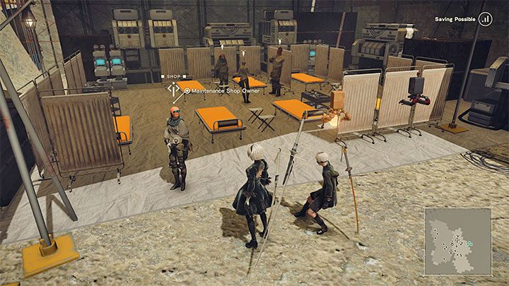 Optionally, you can also meet with the Maintenance Shop Owner, who offers new Pod Programs, expansions of the OS storage (the ability to install more chips), Pod upgrades and fusing identical chips - NieR Automata: Chapter 2, Route A - walkthrough - Route A - NieR Automata Guide