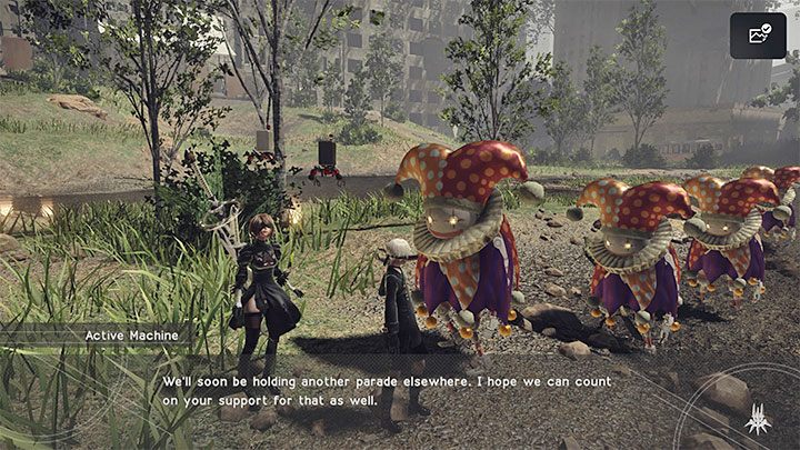 If you have completed the defense mission correctly, then the quest giver will tell you that another parade is planned - NieR Automata: City Ruins - walkthrough, side quests - Side missions - NieR Automata Guide