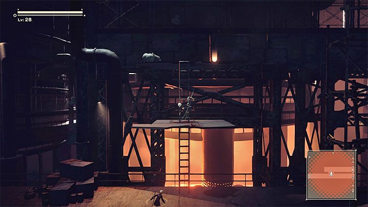 Data Chip D is on one of the balconies next to the "dead" machine - NieR Automata: City Ruins - walkthrough, side quests - Side missions - NieR Automata Guide