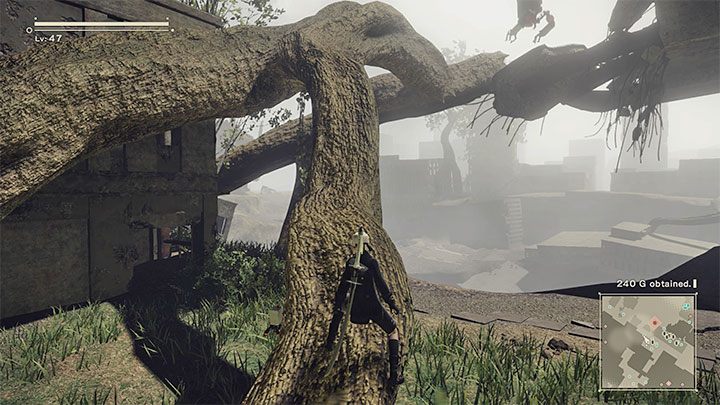 The location from point 2 on our map is a high fragment of the damaged bridge - NieR Automata: City Ruins - walkthrough, side quests - Side missions - NieR Automata Guide