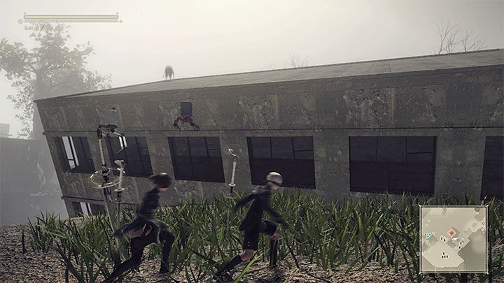 The location from point 3 on our map is the roof of a heavily slanted building - NieR Automata: City Ruins - walkthrough, side quests - Side missions - NieR Automata Guide